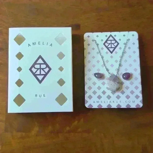 Amethyst Drops Set Drop Necklace & Earrings by Amelia Rue - Picture 5 of 8